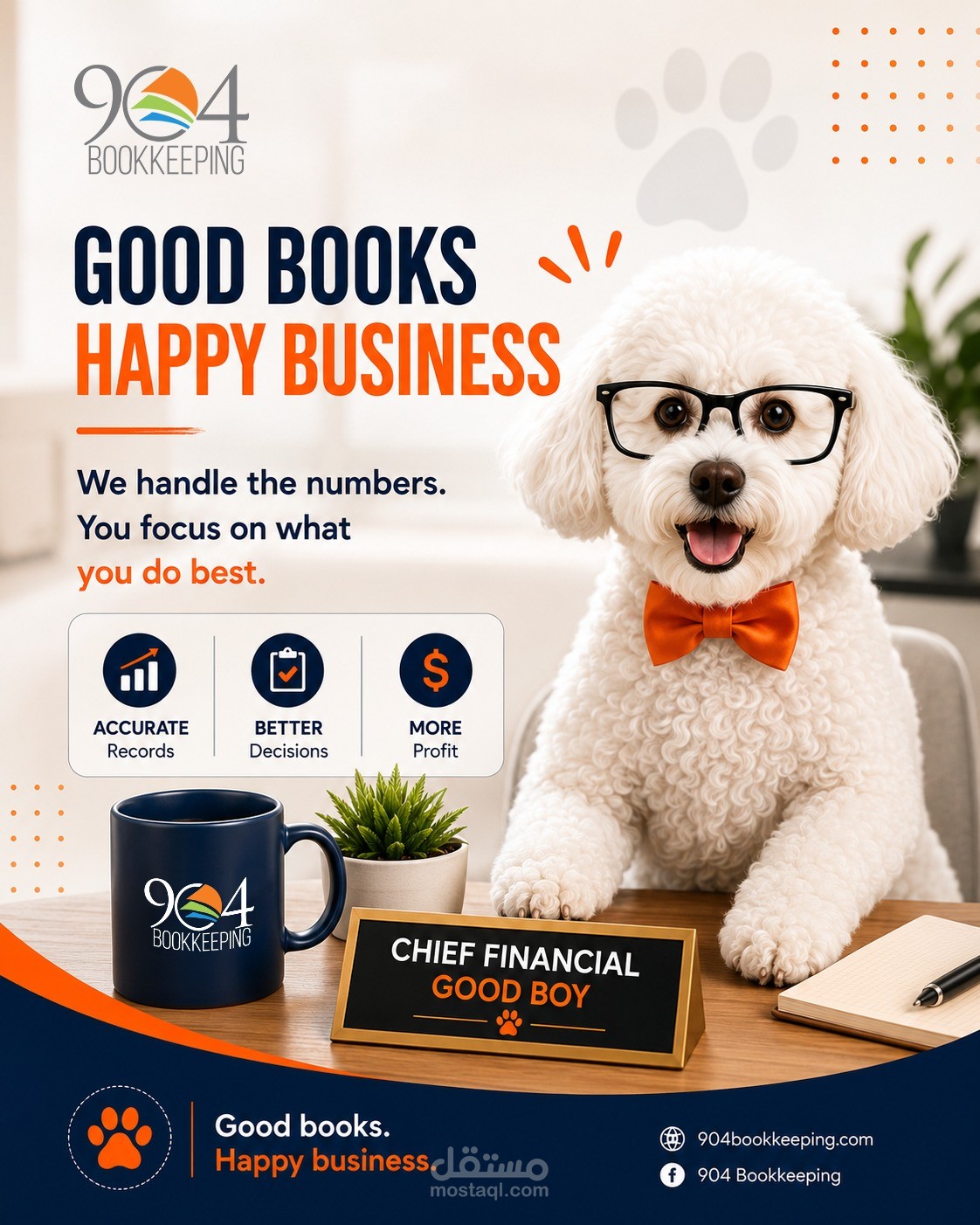 تصميم وإدارة محتوى سوشيال ميديا لشركة 904 bookkeeping