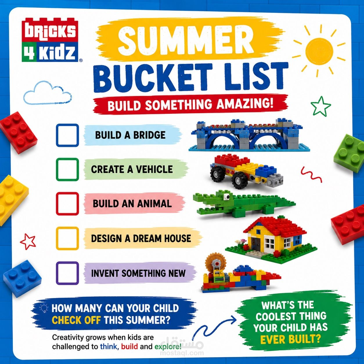 إدارة وتصميم محتوى سوشيال ميديا لأكاديمية Bricks 4 Kidz التعليمية
