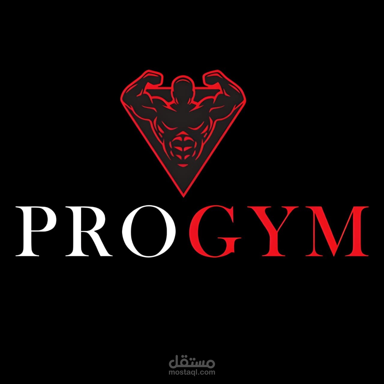 تصميم هوية بصرية لمركز رياضي (PRO GYM) - شعار يجسد القوة والإرادة.