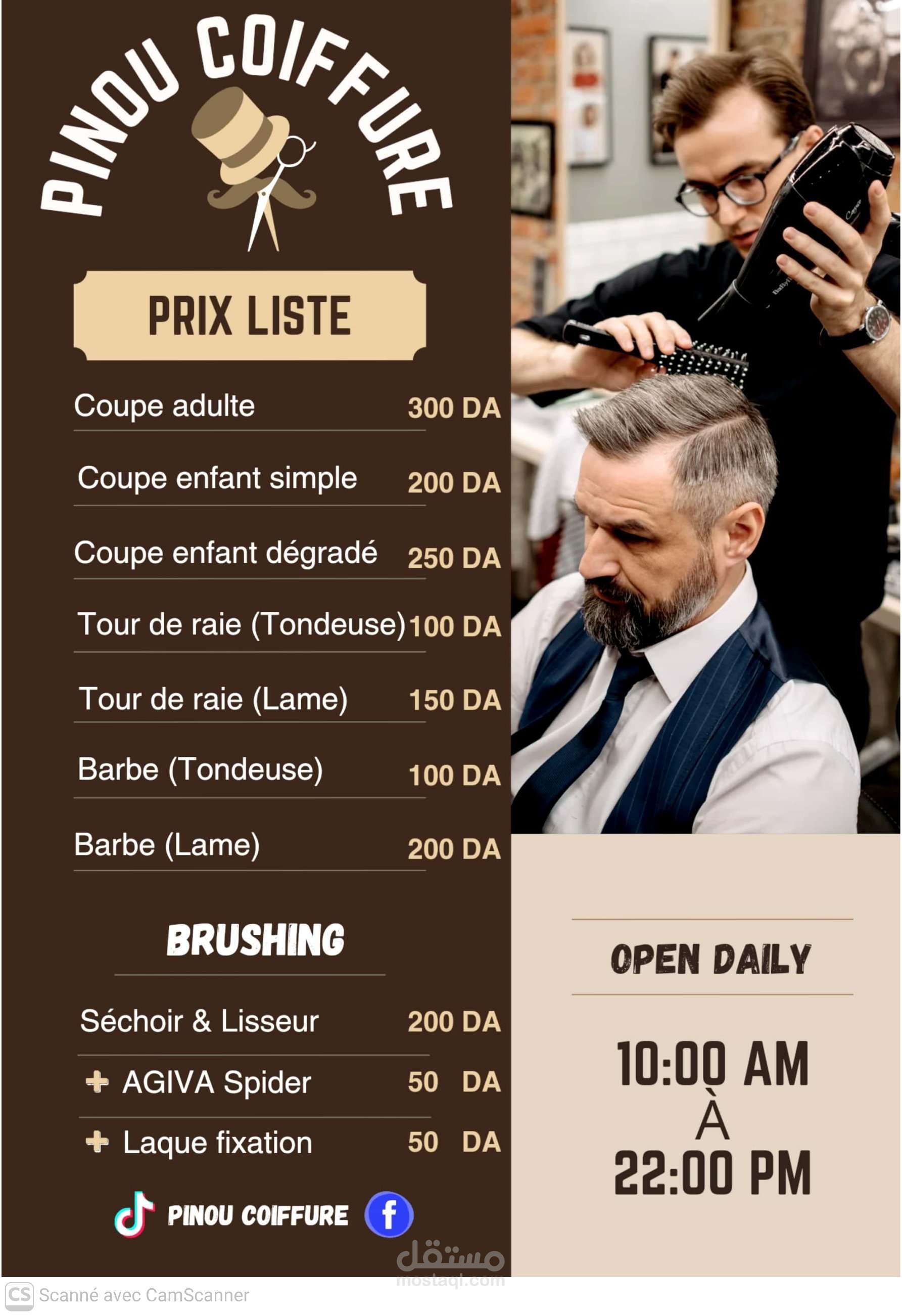 Berber shop price list