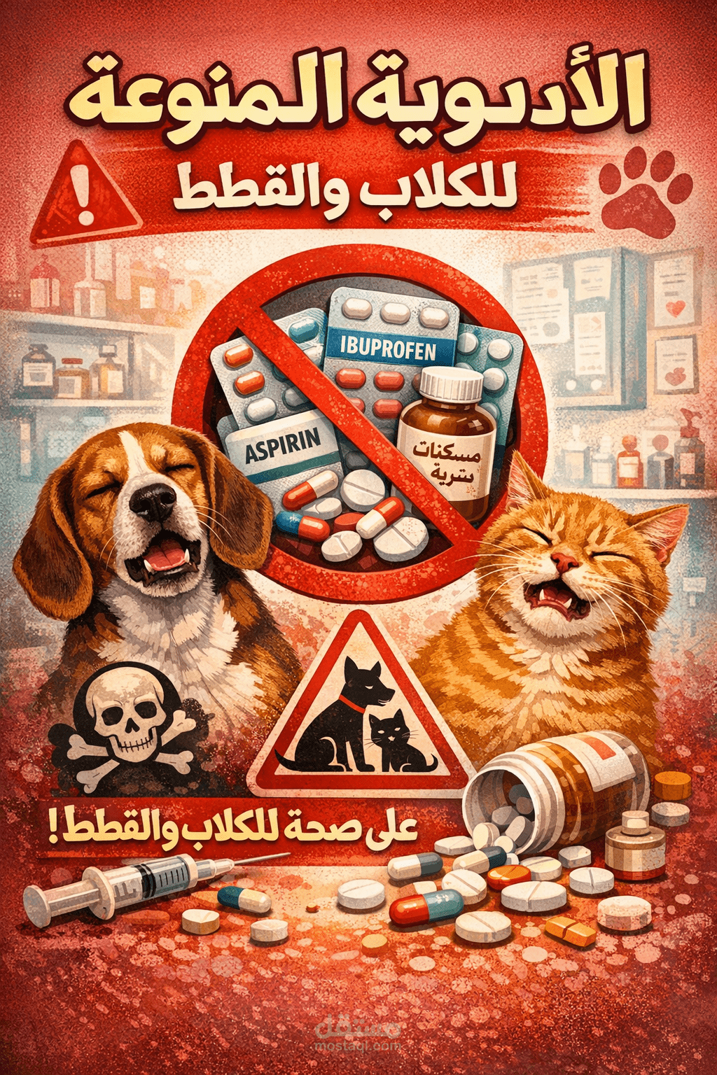 هل تريد ان تعرف ماهى  الادويه الممنوع استخدامها للكلاب والقطط