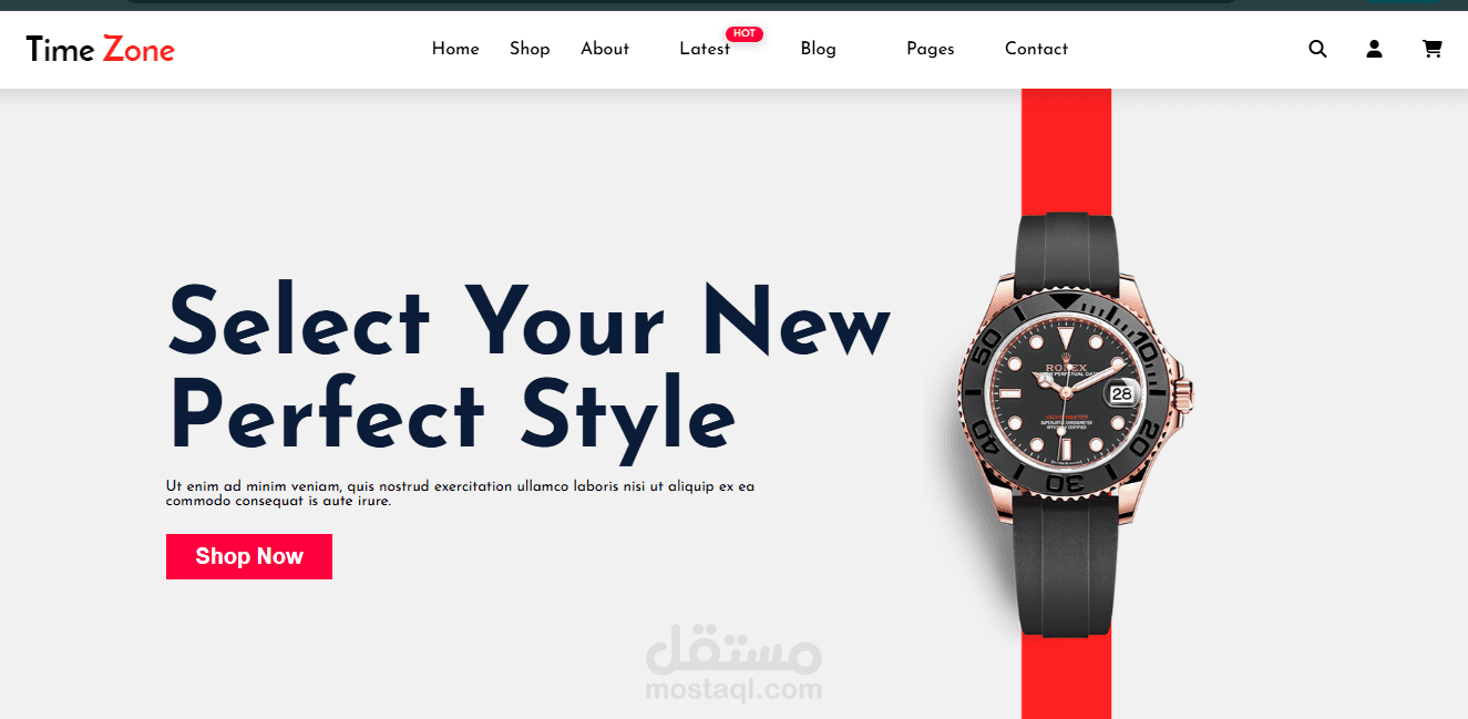 تصميم وبرمجة واجهة متجر ساعات إلكتروني (Responsive Watch Shop)