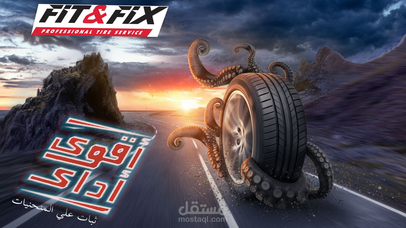 تصميم إعلان كاوتش سيارات – قوة وثبات على الطريق