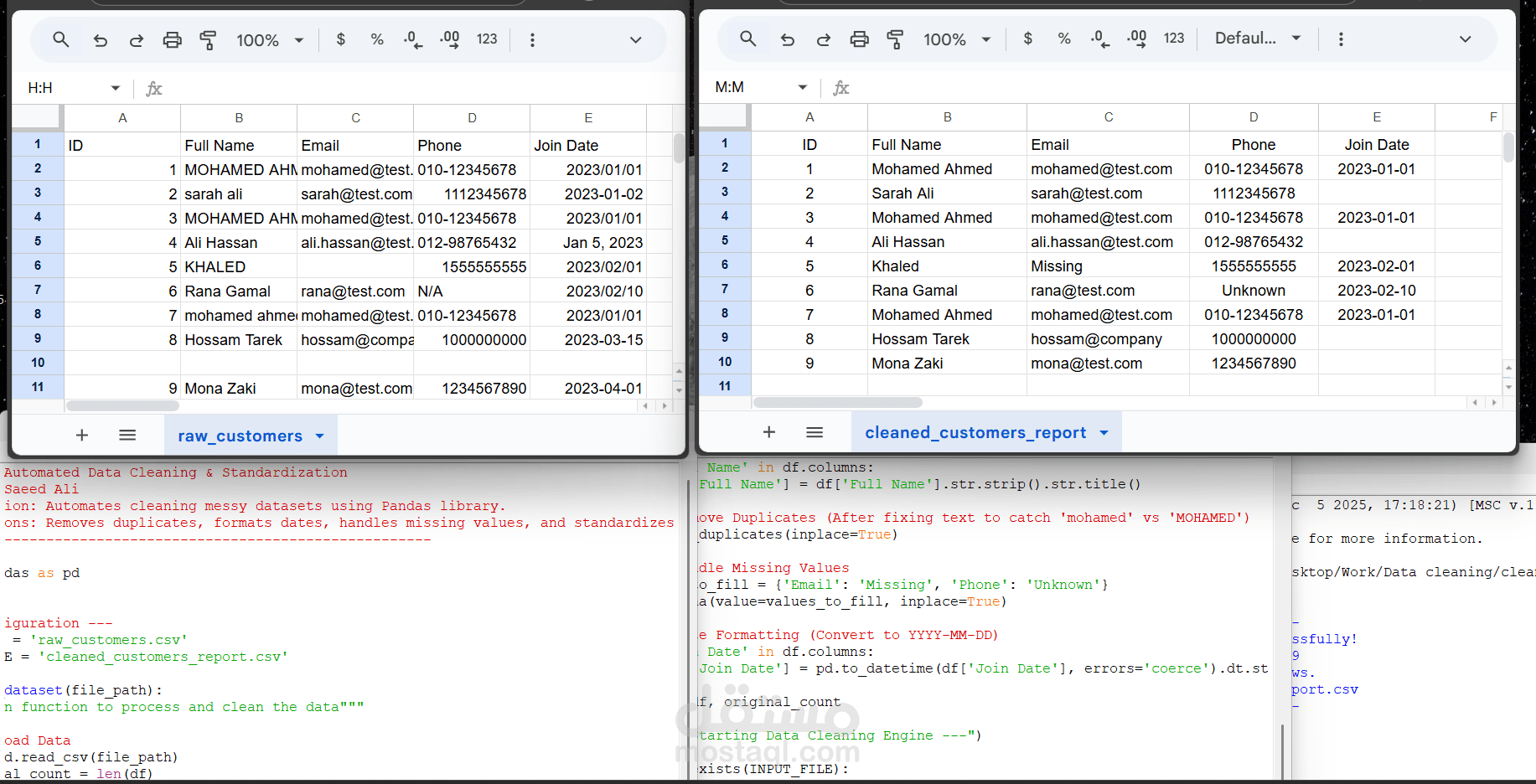 سكربت لتنظيف وتوحيد صيغ البيانات الضخمة (Advanced Data Cleaning)