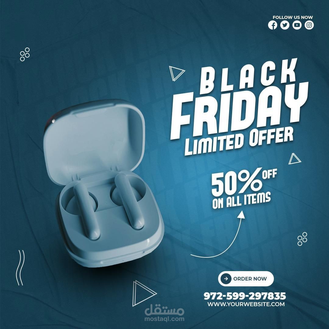 تصميم اعلان لسماعات لاسلكيه