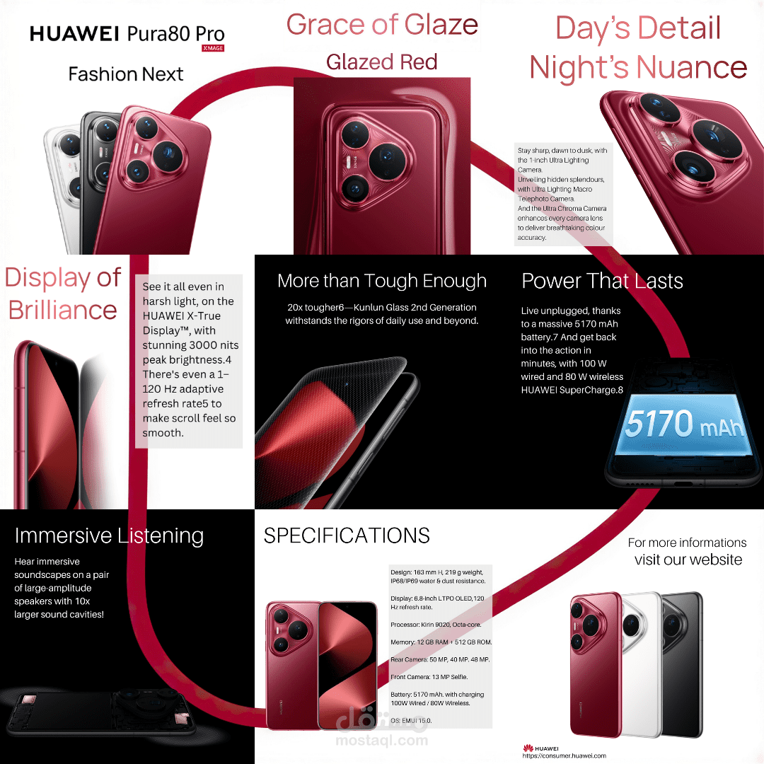 تصميمات منشورات عن هاتف HUAWEI Pura 80 Pro