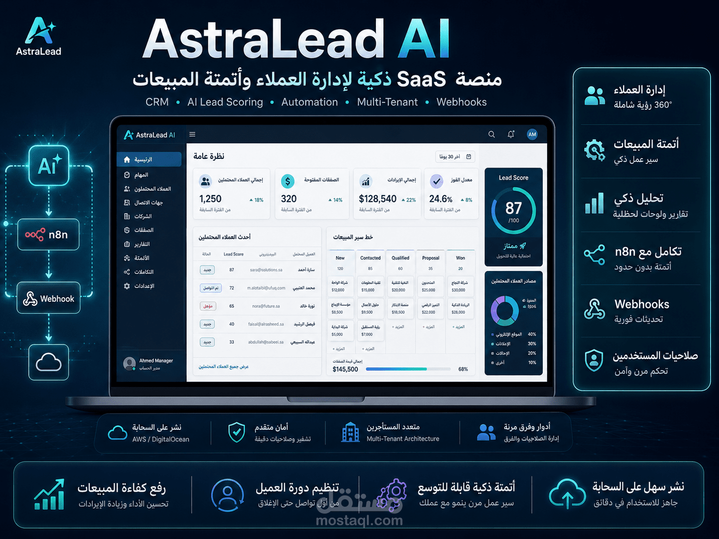 منصة SaaS ذكية لإدارة العملاء وأتمتة المبيعات بالذكاء الاصطناعي