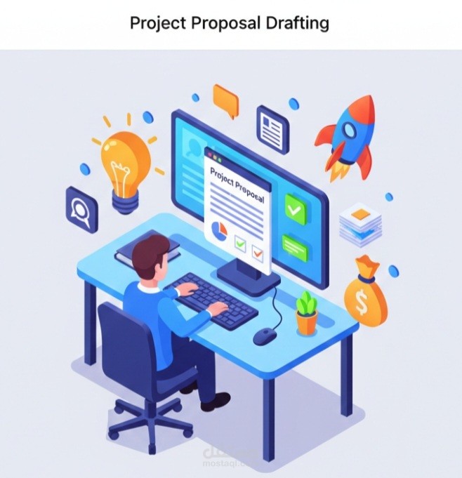 خدمة إعداد وكتابة مسودات ومقترحات المشاريع وخطط العمل