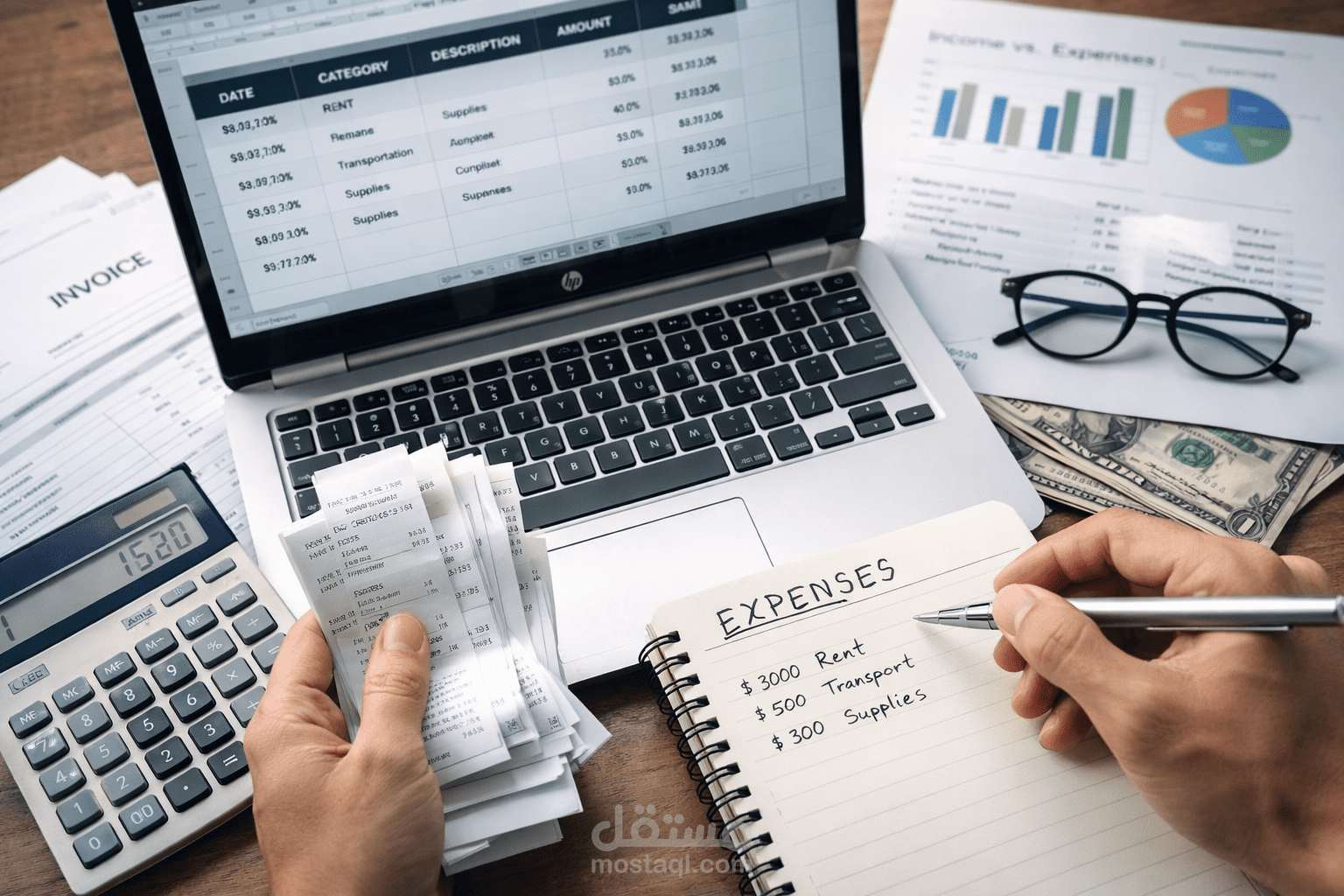 تنظيم وتتبع الفواتير والمصاريف باحتراف للشركات ورجال الأعمال