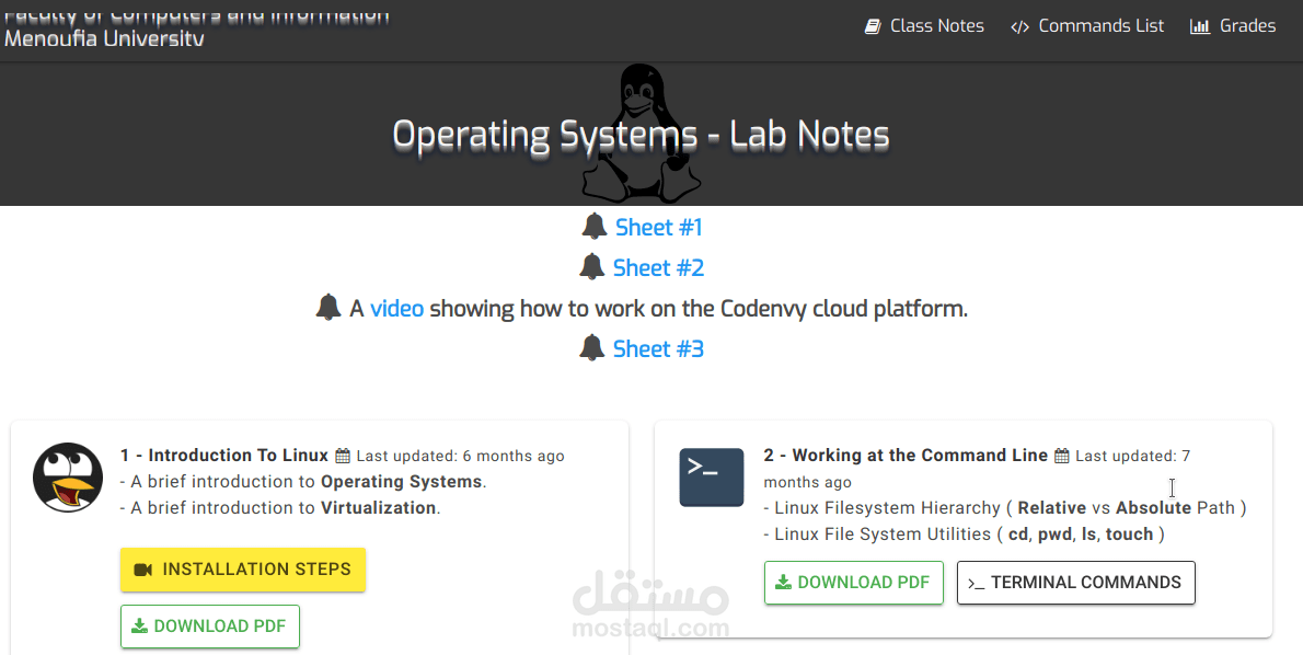 Operating Systems Course 2018