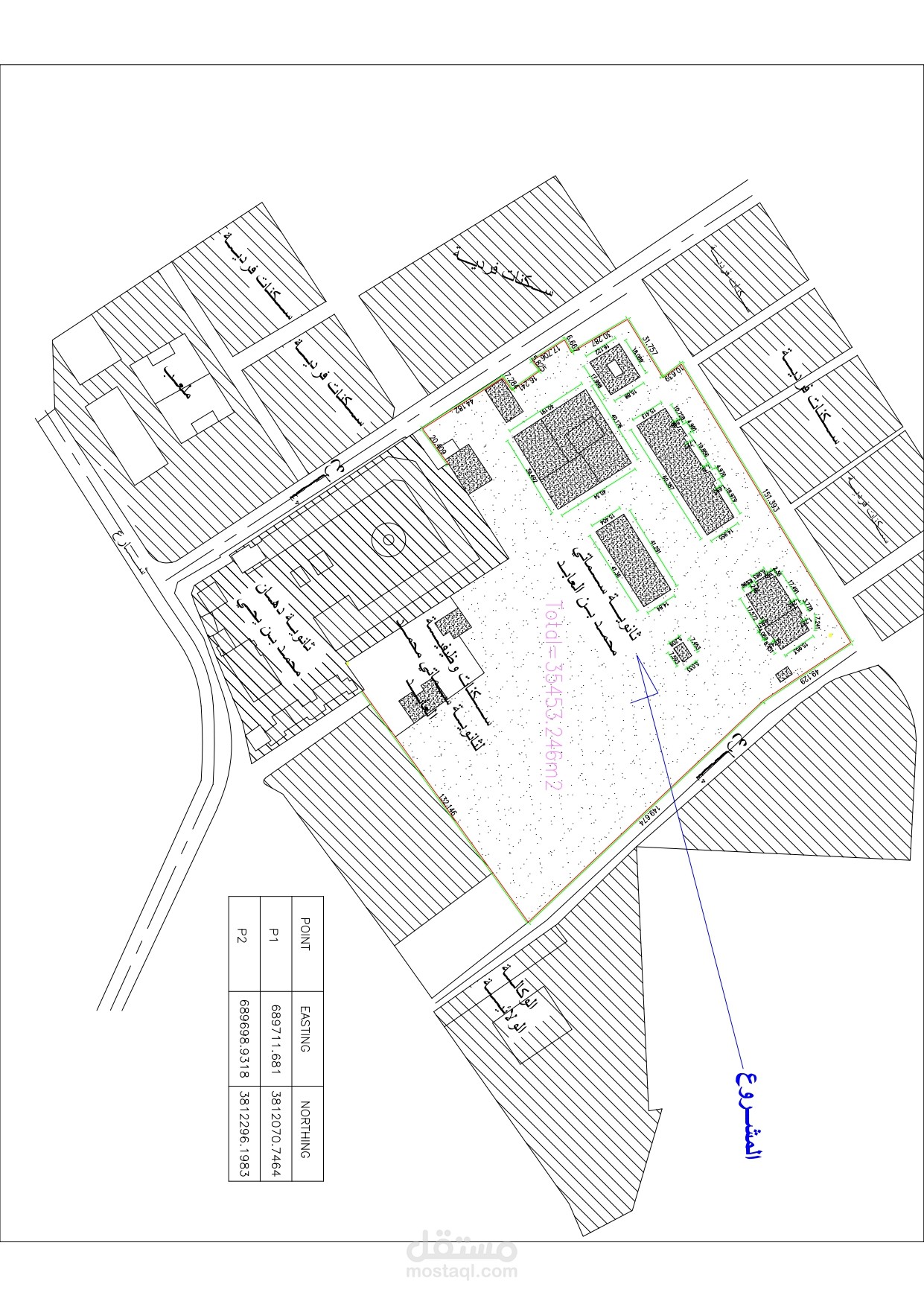 مخطط الموقع تم رسمه باتوكاد من خلال قوقل ارث