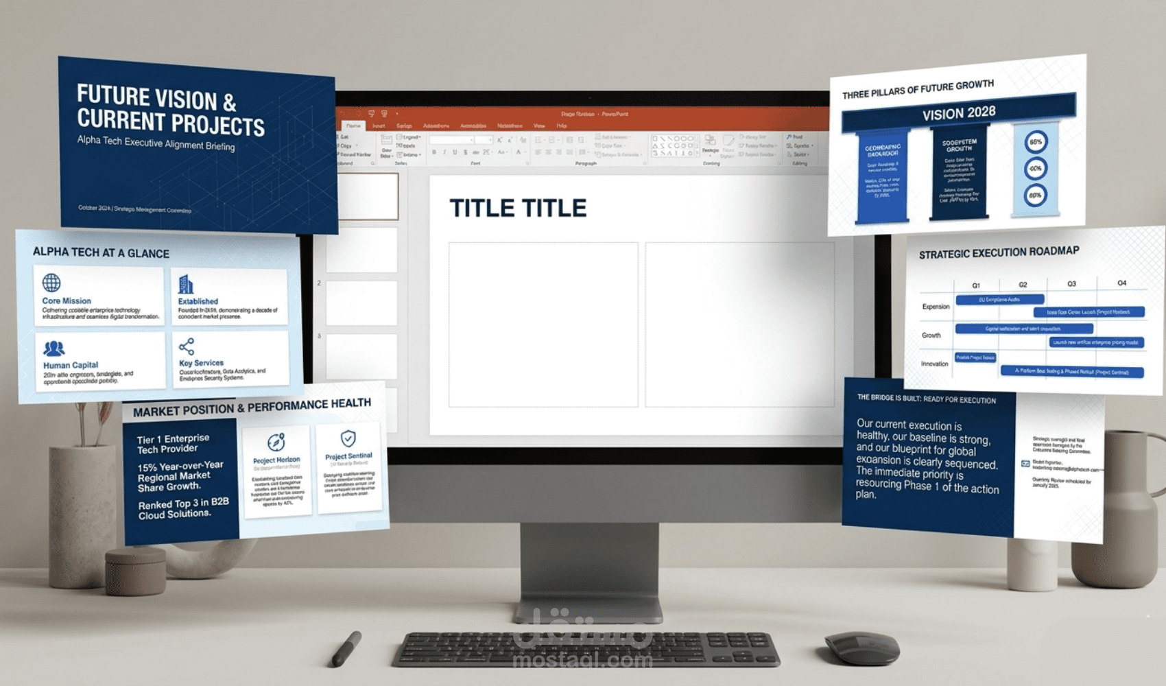 power pointلرؤية المستقبل والمشاريع الحالية لشركة "ألفا تيك" (Alpha Tech)ل