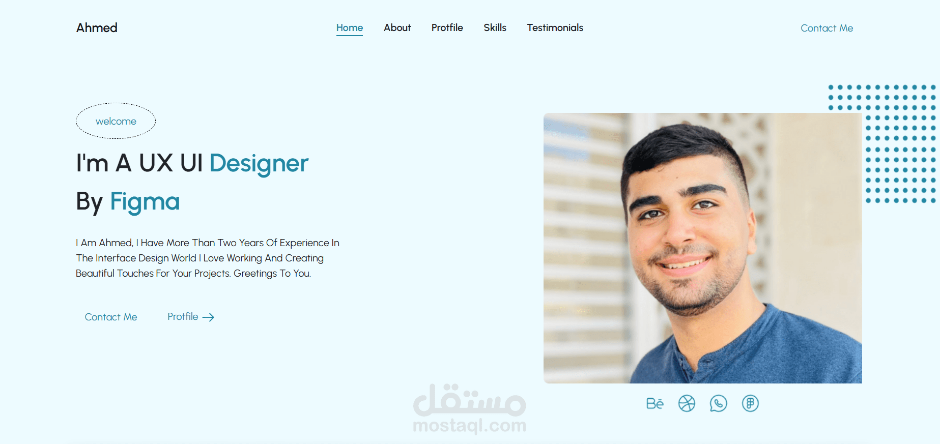 تطوير واجهة موقع بروفايل احترافي لمصمم Ux/Ui