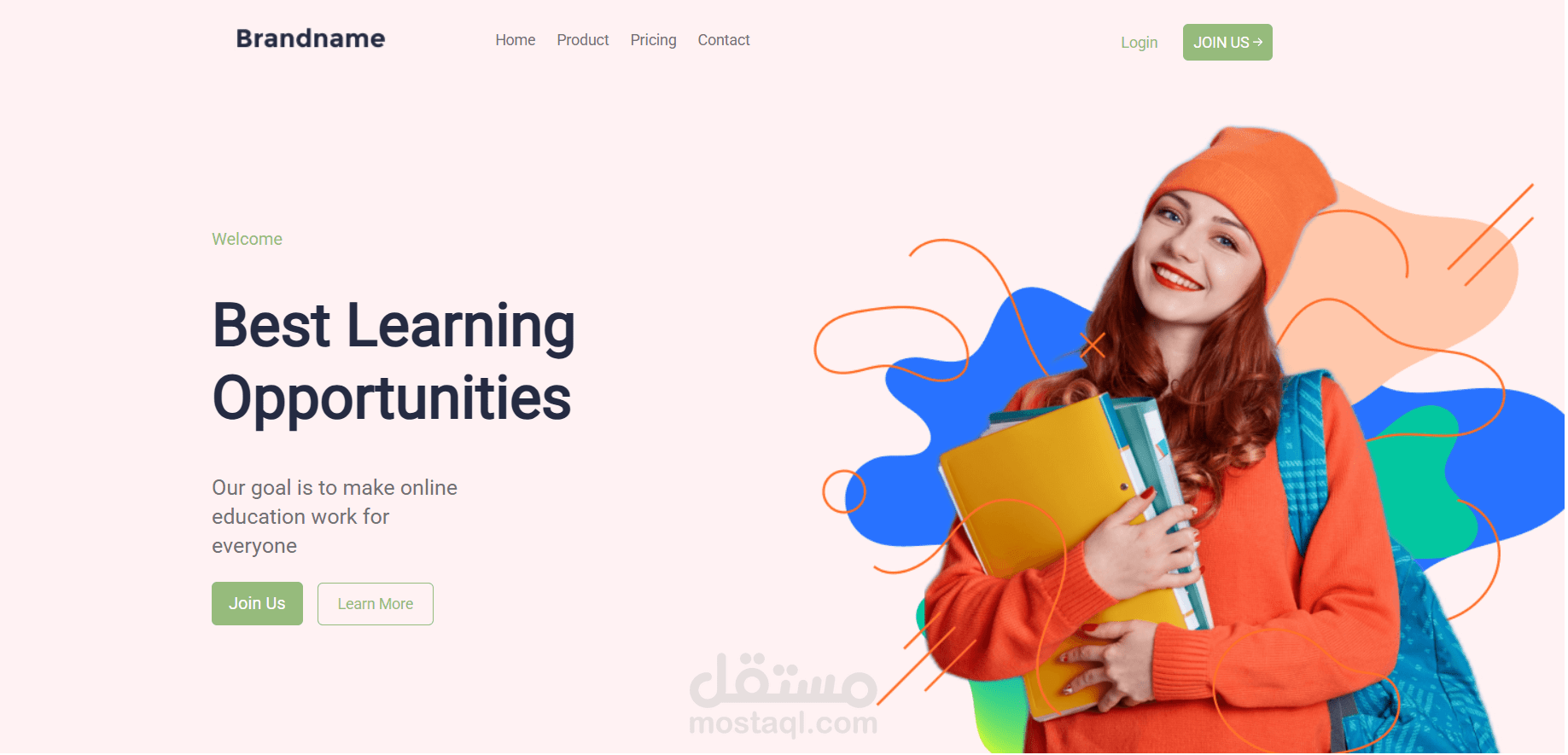 تطوير واجهة أمامية فرونا لمنصة تعيليمة إلكترونة عصرية