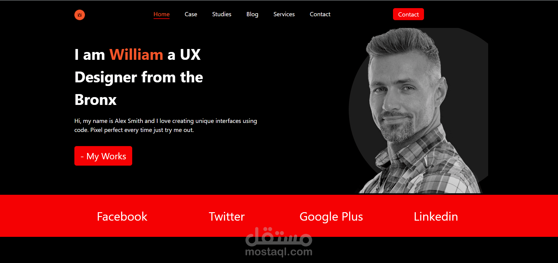 تطوير واجهة أمامية (Portfolio) لمصمم UX/UI