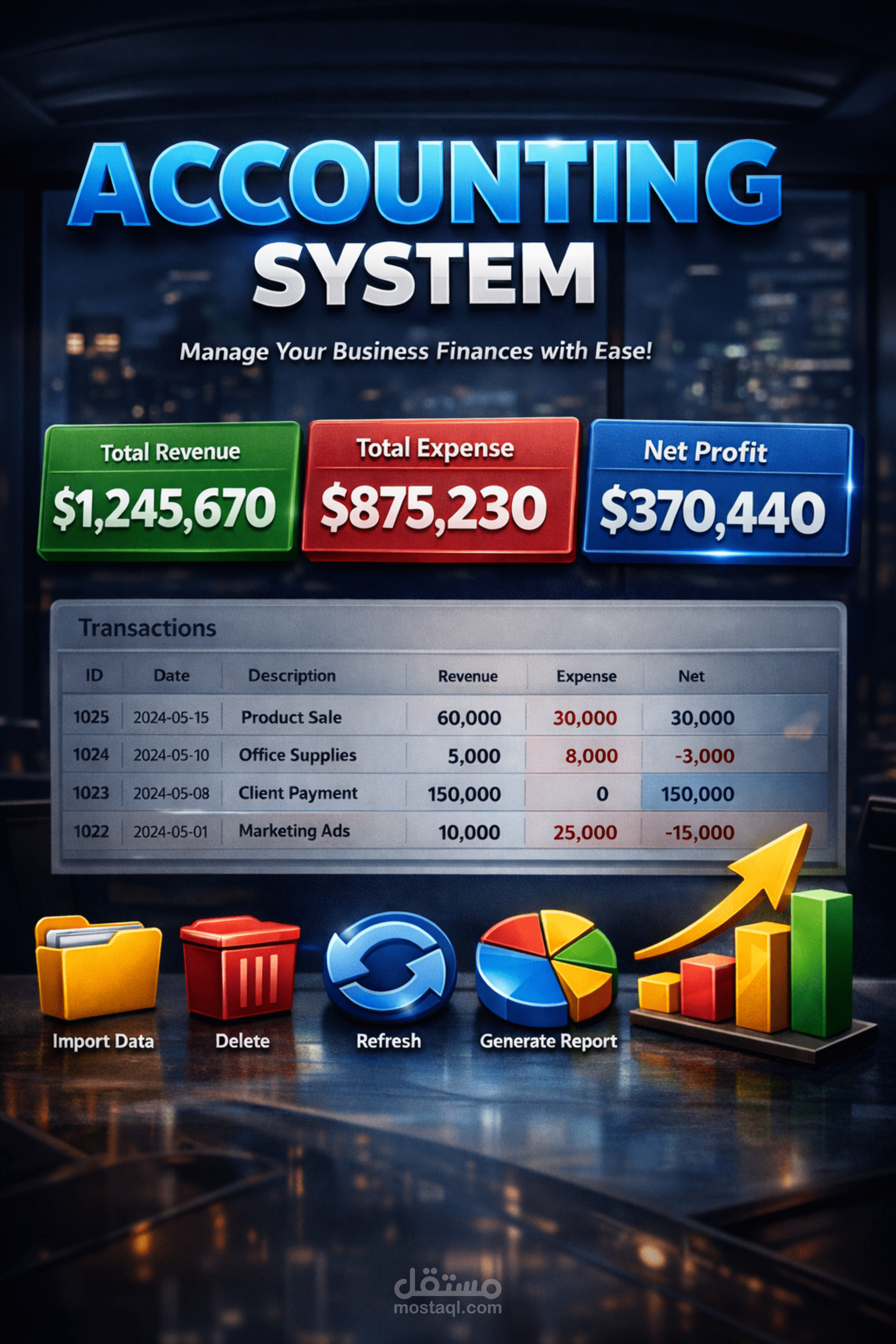 برنامج محاسبة لمراقبة ارباح و عرض تقرير