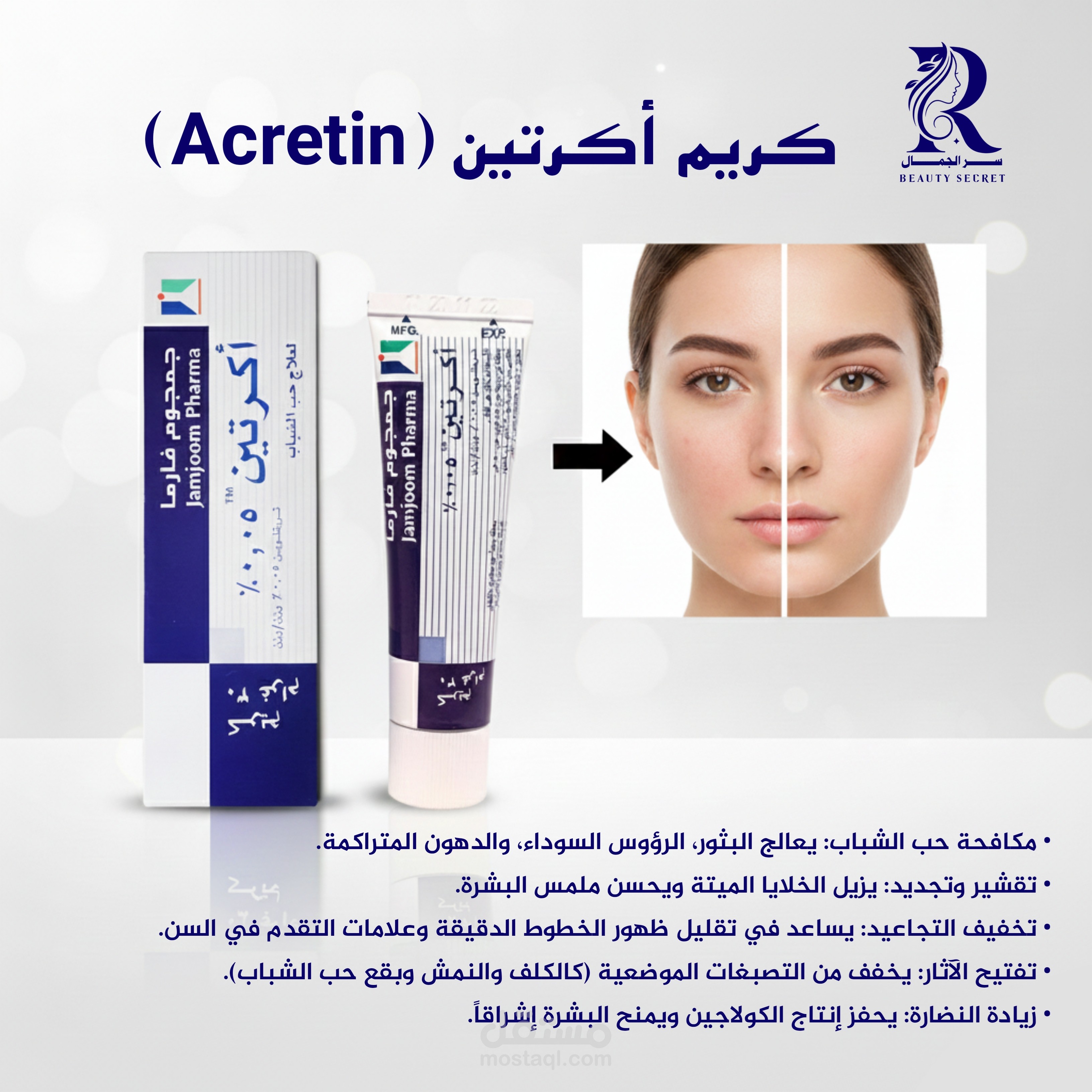 تصميم بوستر تسويقي تعليمي لمنتج طب تجميلي (أكرتين)