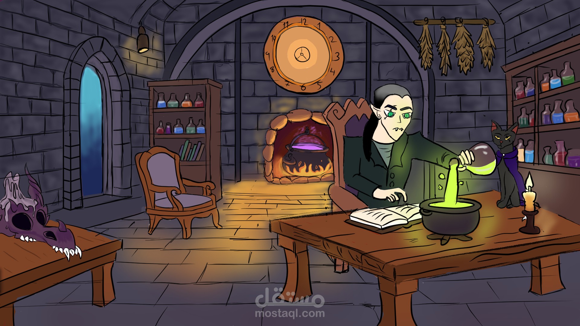 Stylized wizard experiment scenev