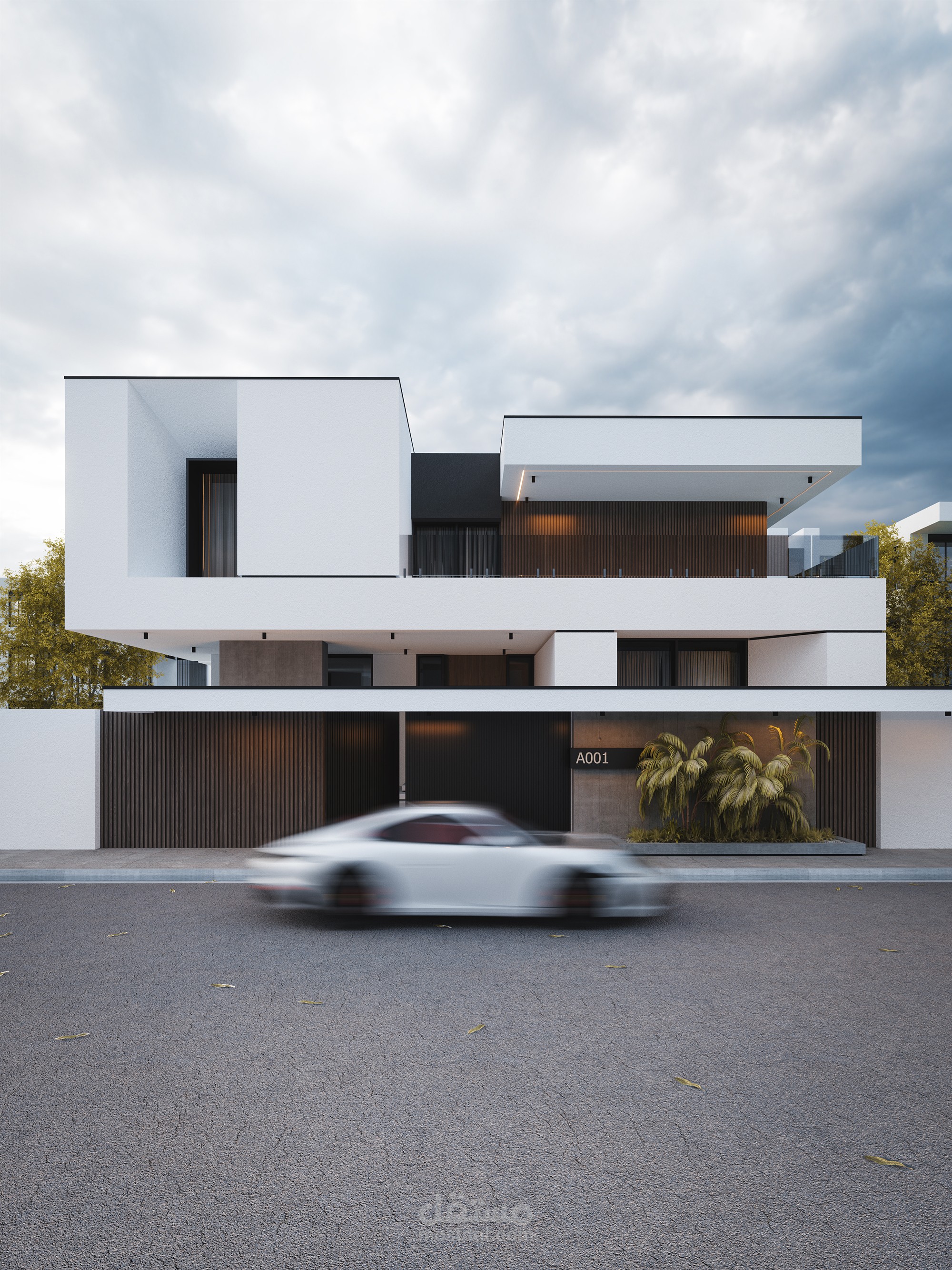 تصميم معماري لكتلة سكنيه على الطراز الحديث