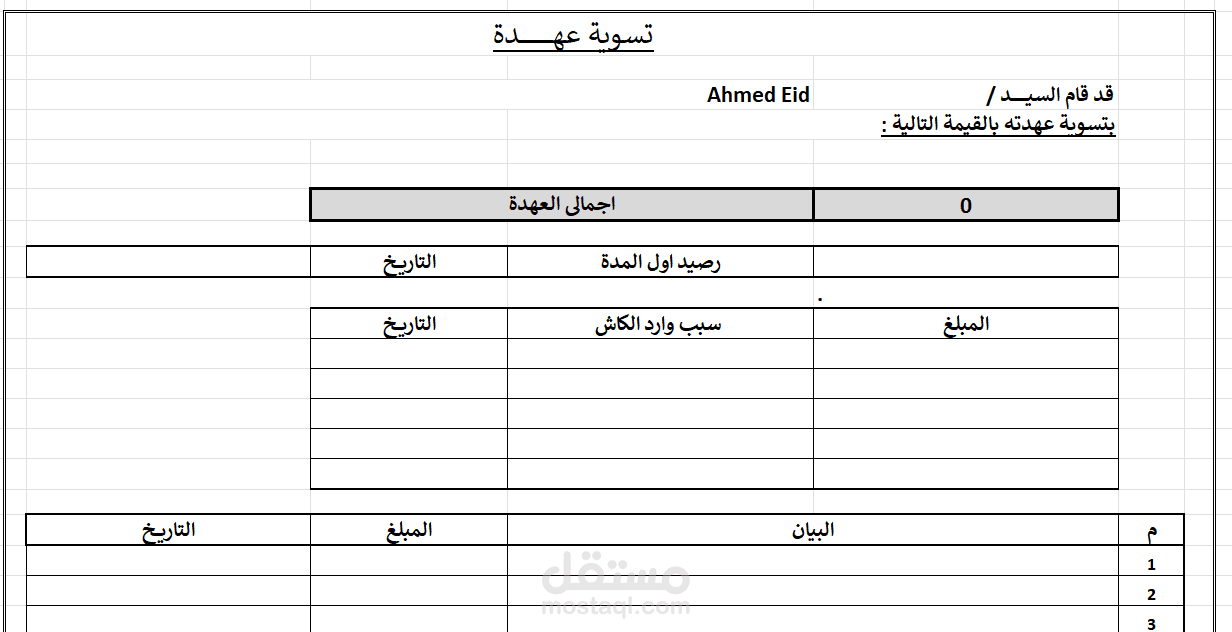تسوية عهدة