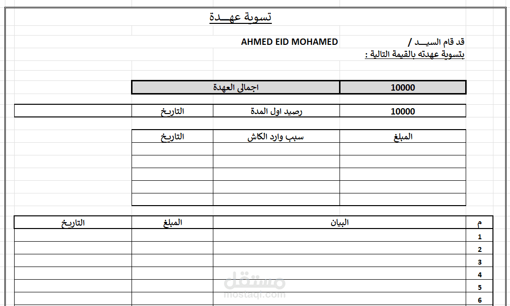 تسوية عهدة