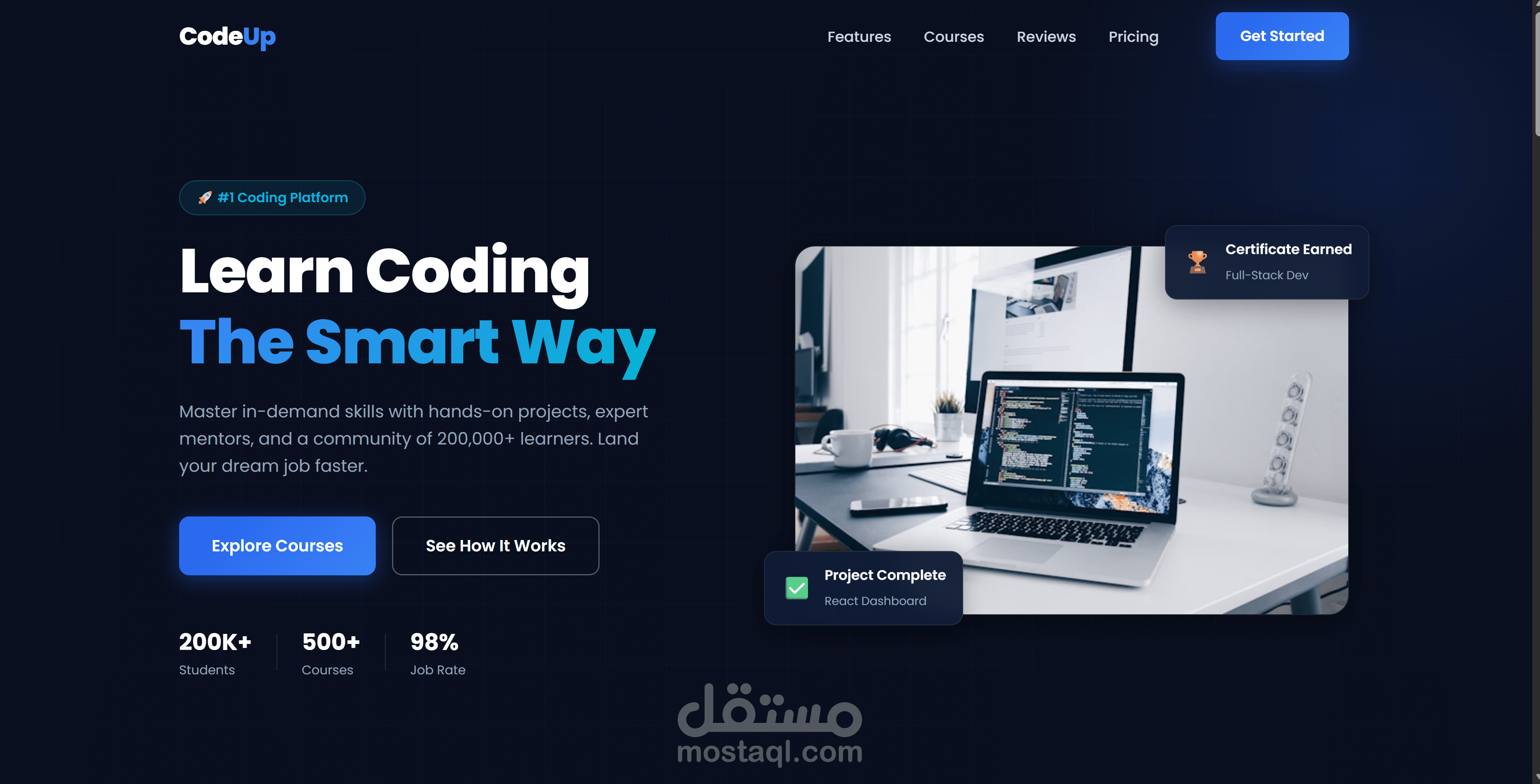 تصميم وتطوير صفحة هبوط لمنصة تعليم البرمجة