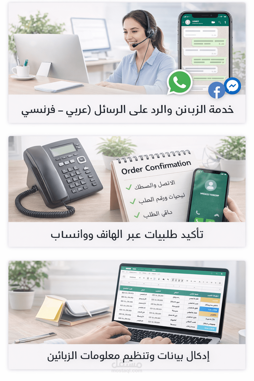 خدمة الزبائن والرد على الرسائل (عربي – فرنسي)
