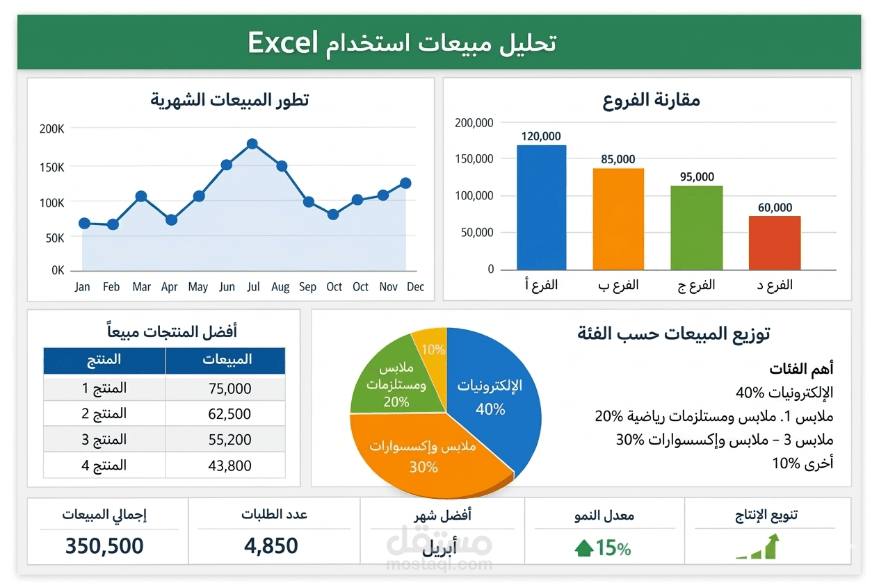 تحليل بيانات المبيعات باستخدام Excel وإنشاء Dashboard احترافي