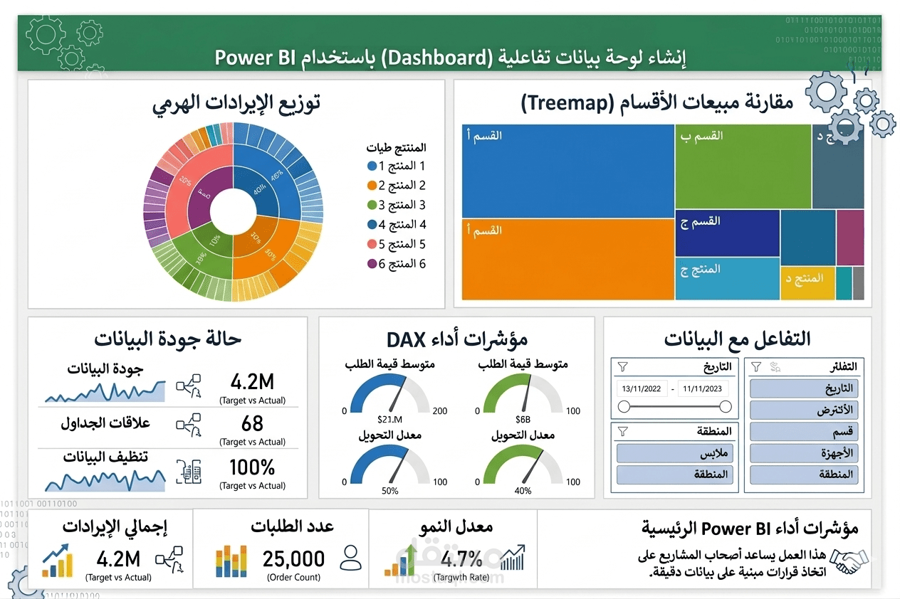 إنشاء لوحة بيانات تفاعلية (Dashboard) باستخدام Power BI