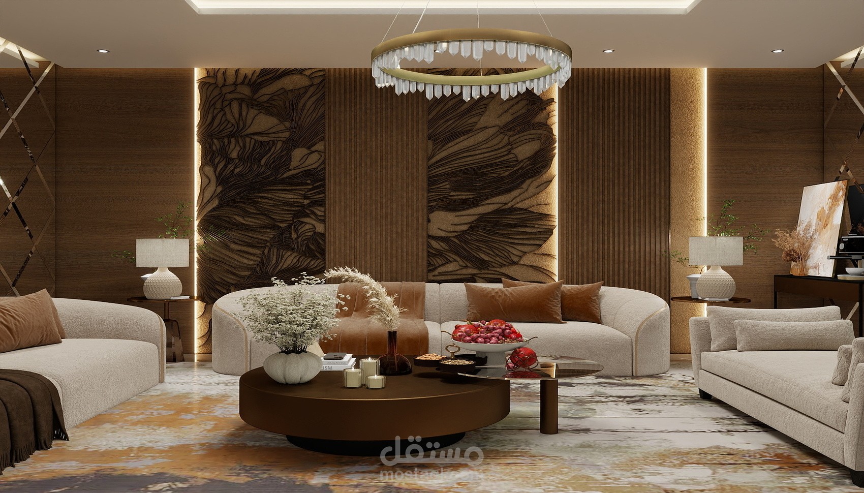 تصميم داخلي 3d لغرفة استقبال