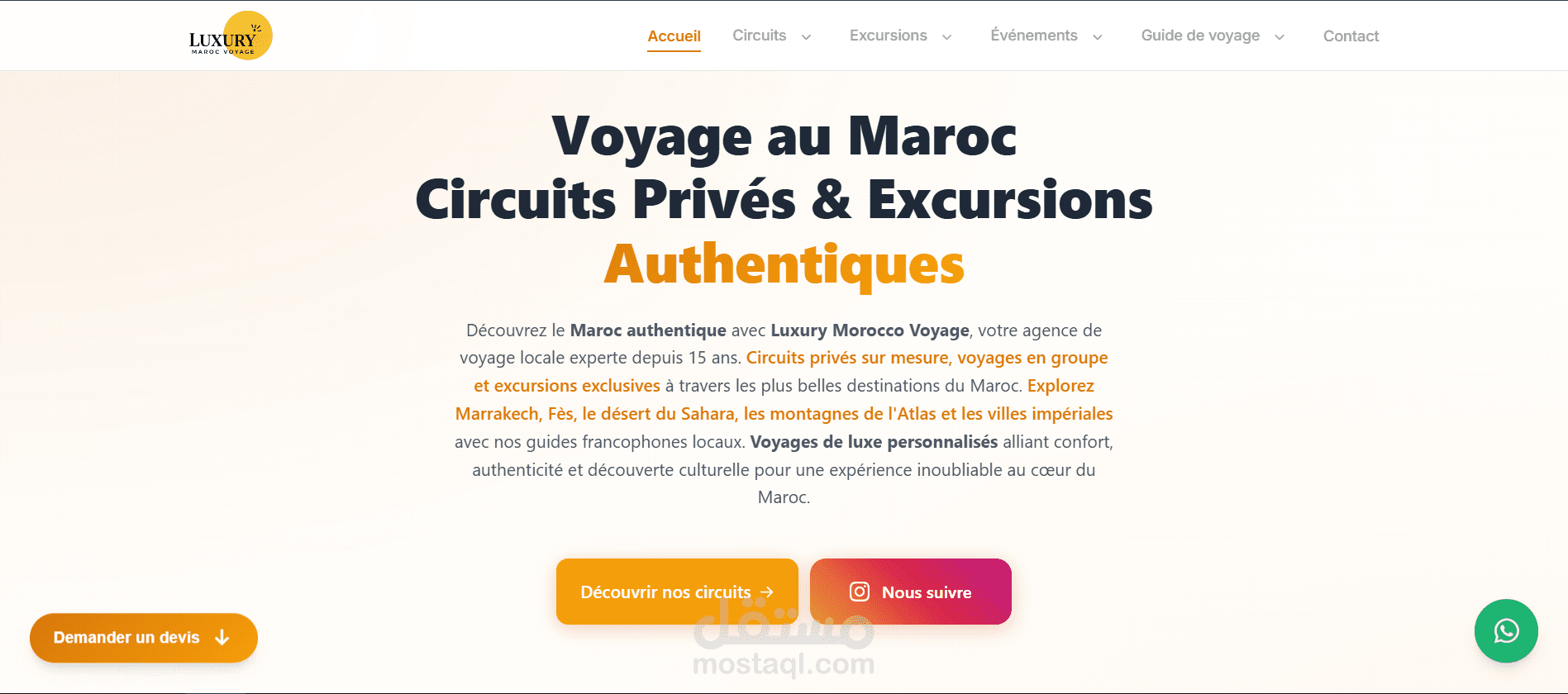 Full-Stack Developer — Luxury Maroc Voyage