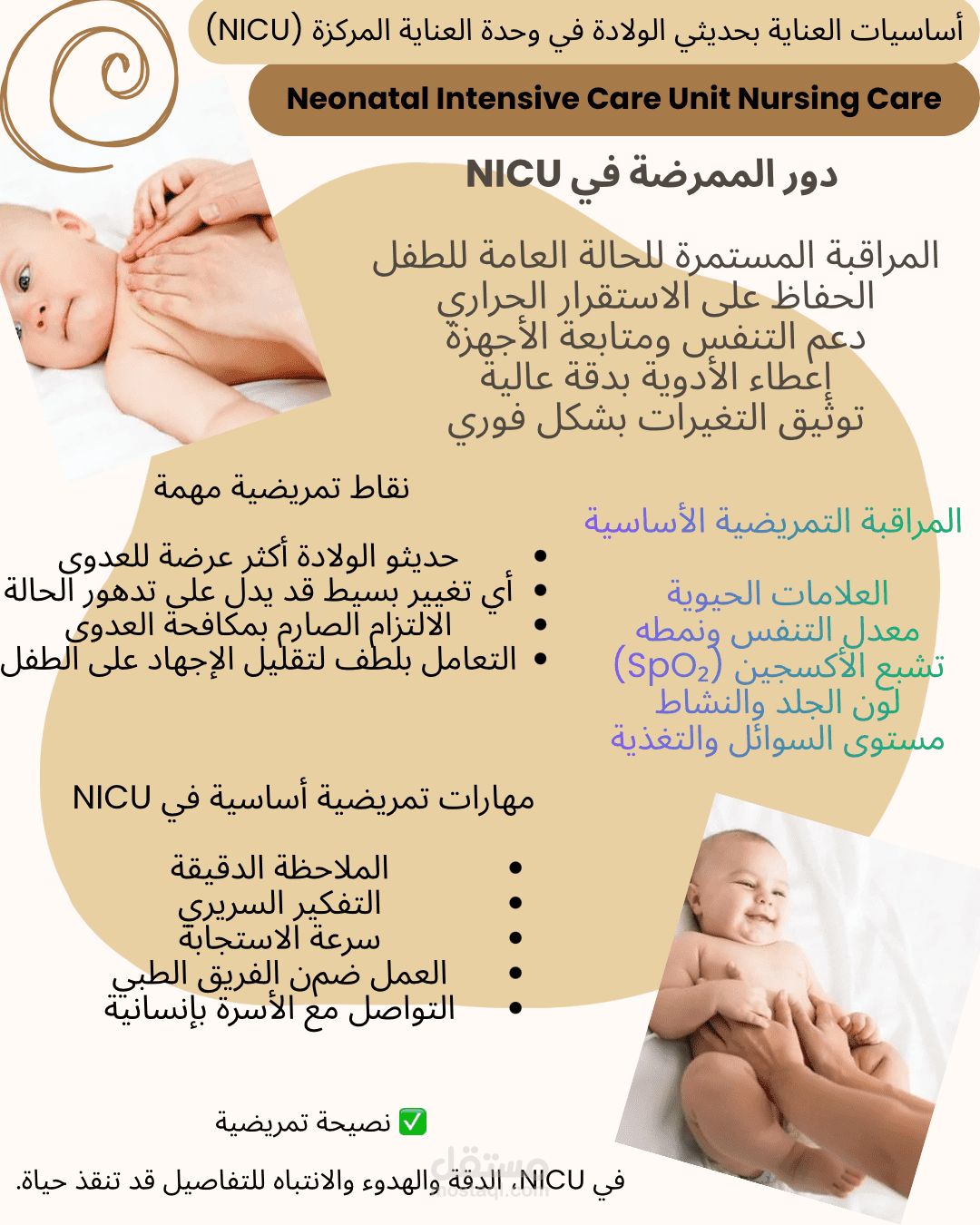 أساسيات العناية بحديثي الولادة في وحدة العناية المركزة (NICU)