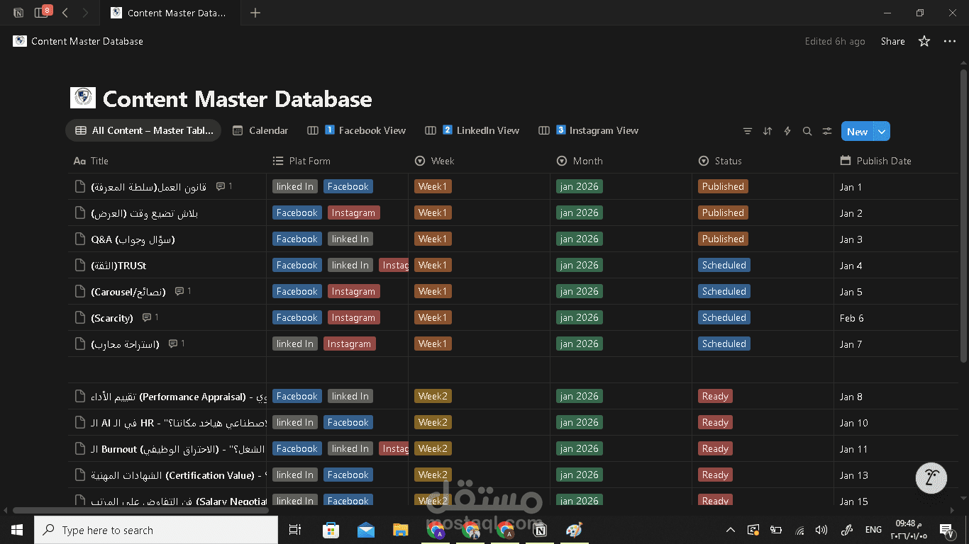 تصميم نظام إدارة محتوى متكامل (Content Operation System) لتنظيم التسويق