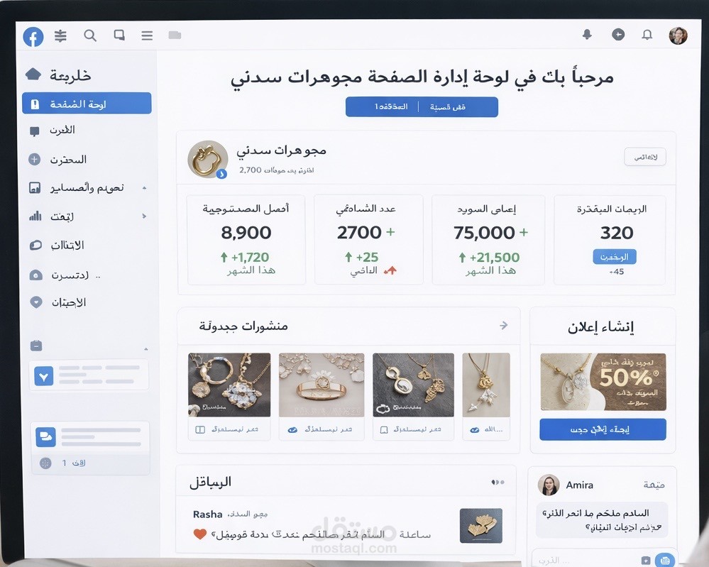 إدارة صفحة مشروع صغير على فيسبوك