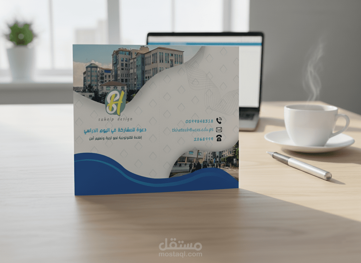 تصميم مطوية بفنية و استخدام صور حقيقية ودمجها بالتصميم بحرفية