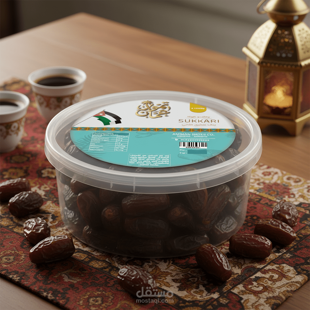 تصميم ملصق ل منتج اردني محلي مختص بالتمور