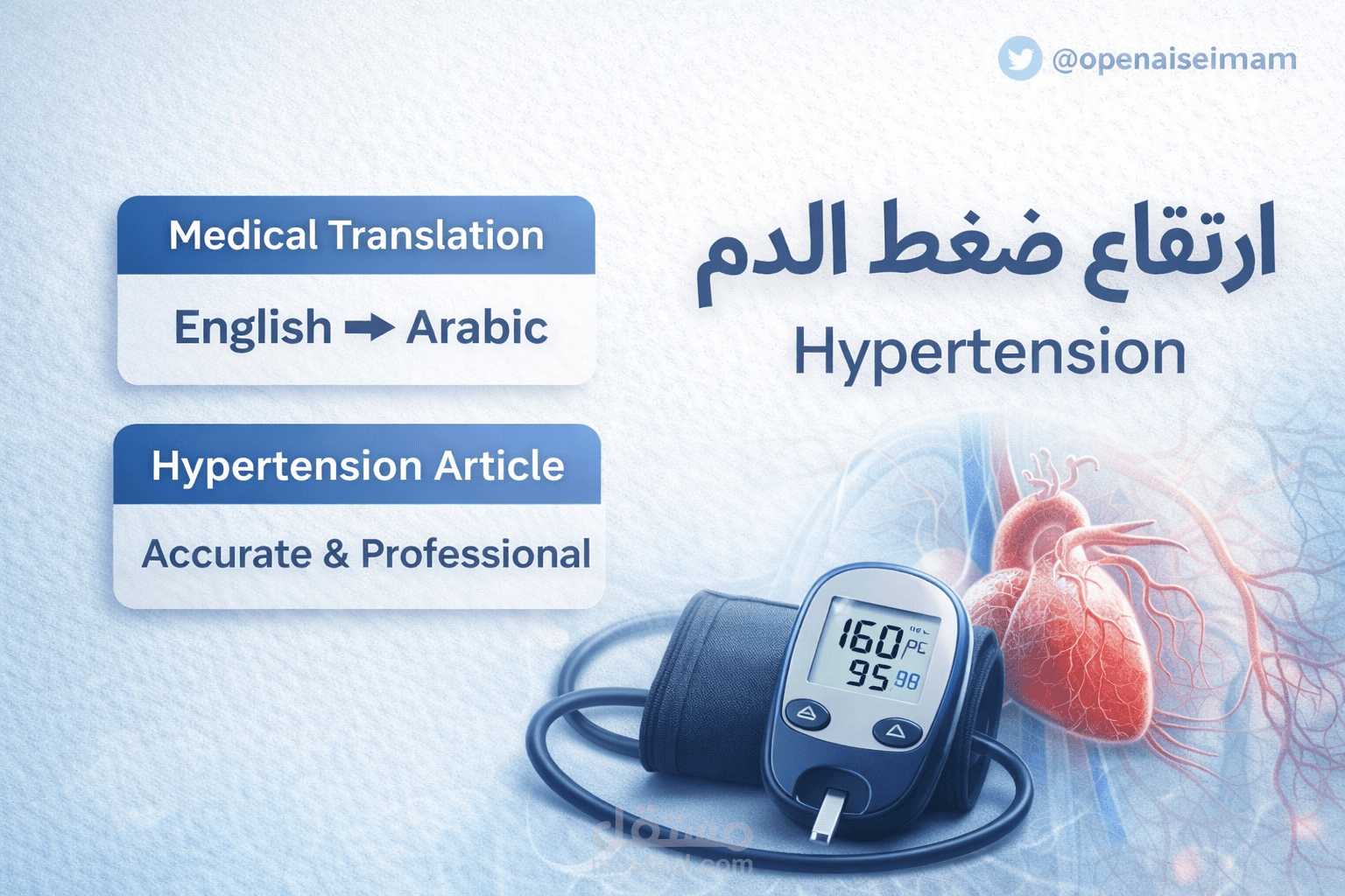 ترجمة طبية (إنجليزي–عربي) | مقال عن ارتفاع ضغط الدم