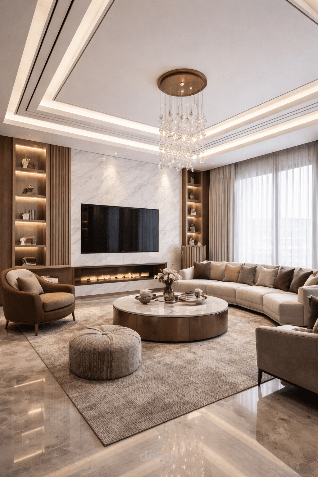 تصميم داخلي مودرن لغرفة معيشة