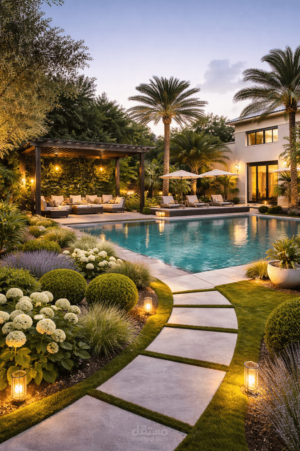 العنوان: تصميم وتنسيق حدائق (Landscape) لفيل