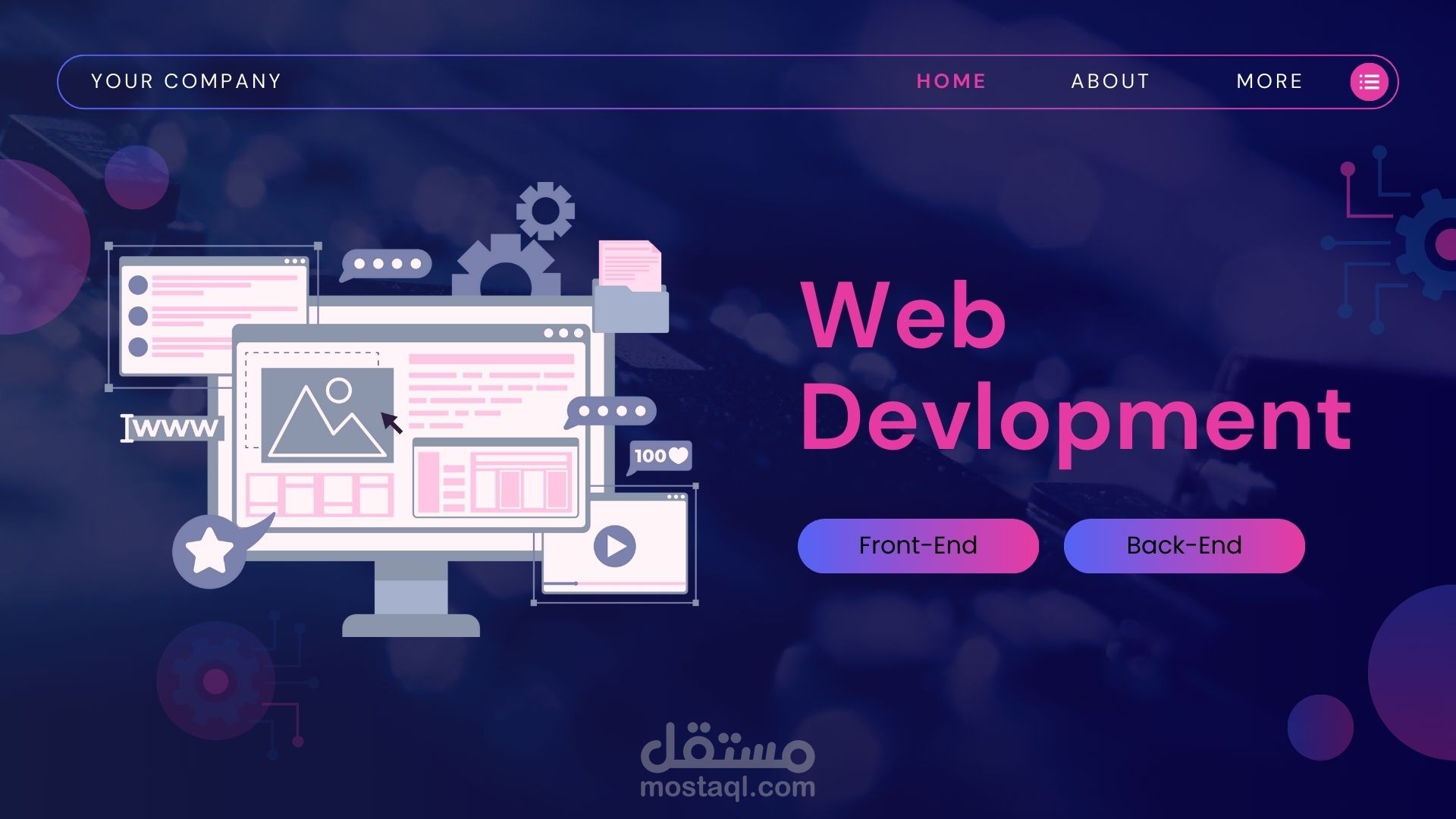 برمجة وتطوير مواقع ويب باستخدام:  ‎HTML, CSS, JavaScript, TypeScript
