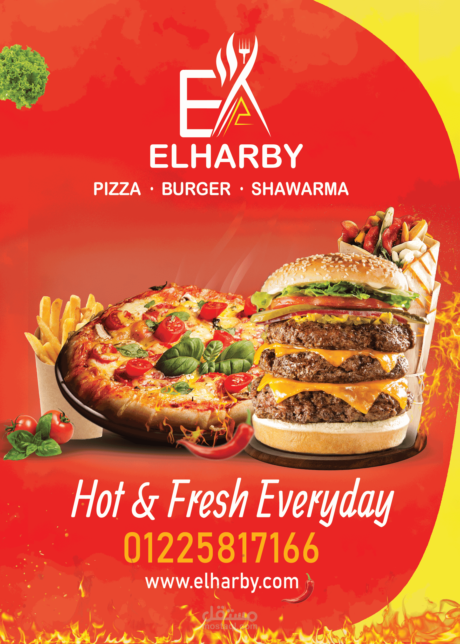 تصميم أعمال طباعة احترافية لمطعم Elharby