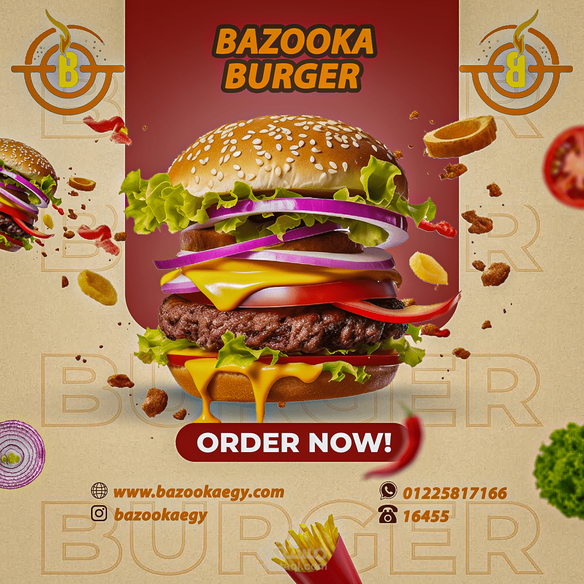 تصميم إعلان سوشيال ميديا احترافي لمطعم