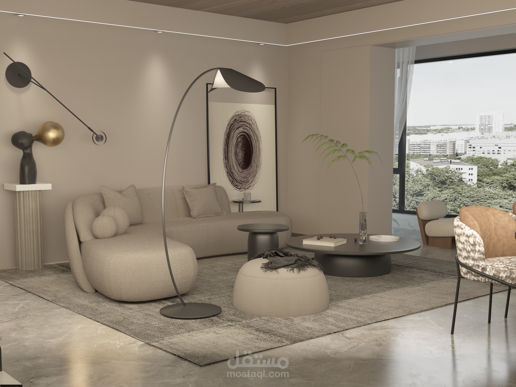 تصميم داخلي لغرفة معيشة