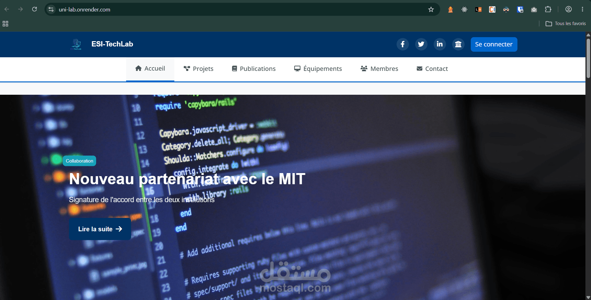 INFO-Lab — منصة إدارة مخابر البحث الجامعية