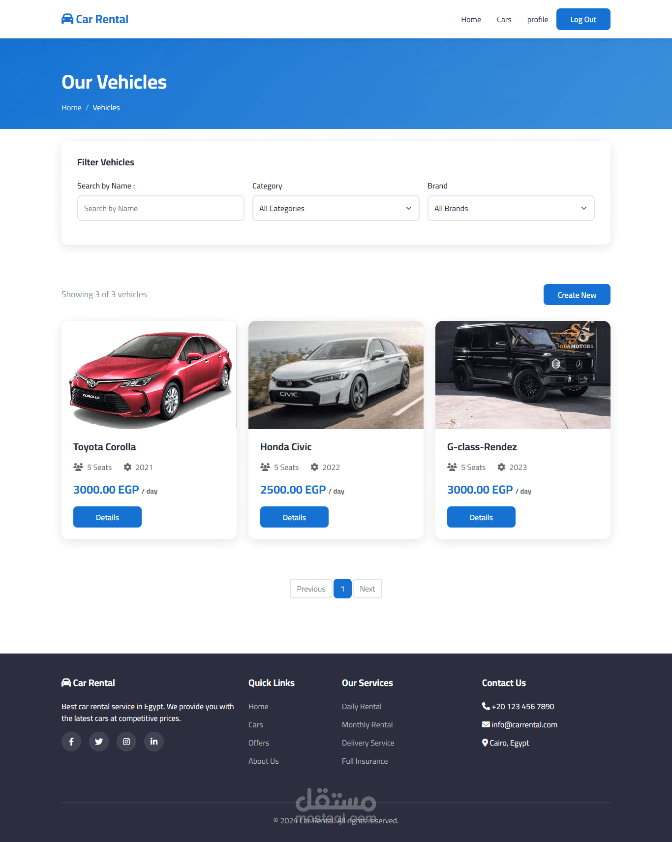 Royal Wheels ( rental cars system )