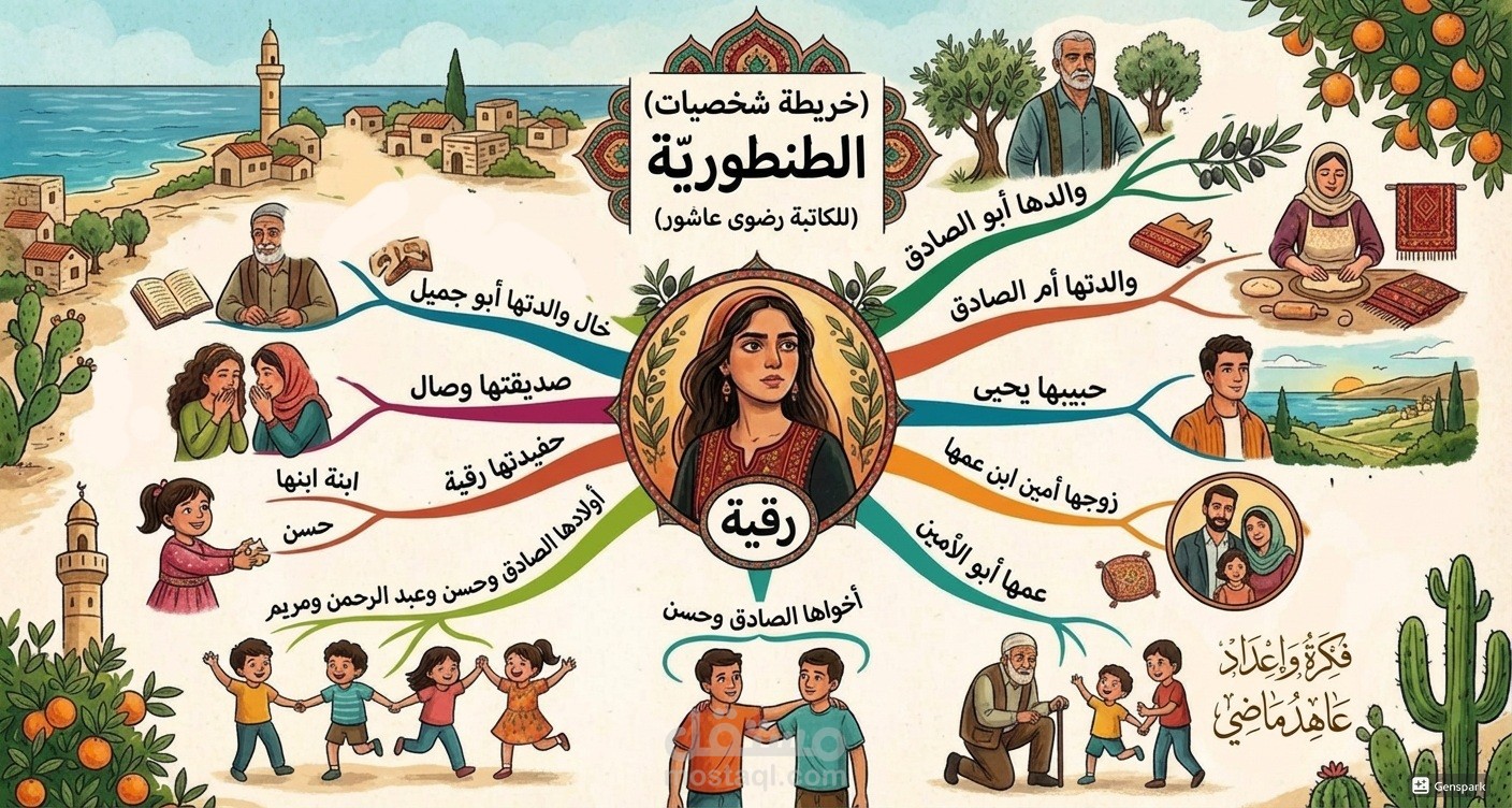 عرض شخصيات رواية بالخرائط الذهنية