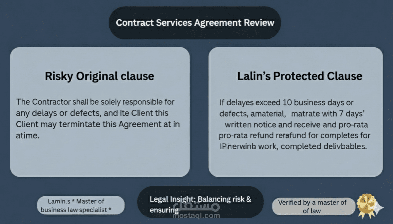 مراجعة وصياغة عقد تقديم خدمات (Service Agreement)