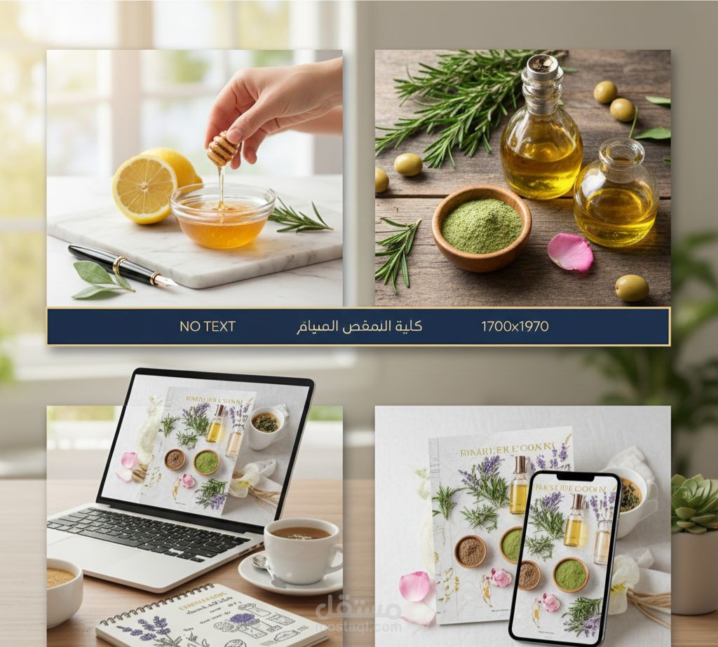 تأليف وتصميم كتيبات رقمية احترافية للوصفات الطبيعية (باللغتين العربية والفرنسية).