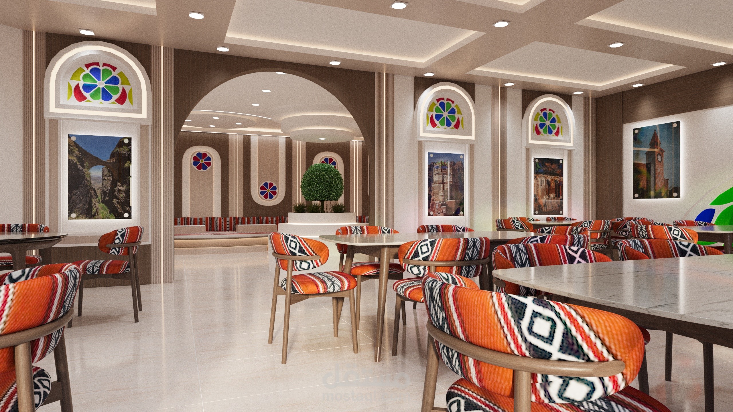 تصميم داخلي لمطعم بلهويه اليمنيه صاله الطعام