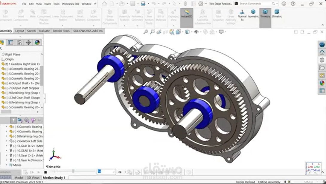 العتصميم ميكانيكي متكامل لصندوق تروس (Gearbox) مع اللوحات التنفيذيةمل عن بعد
